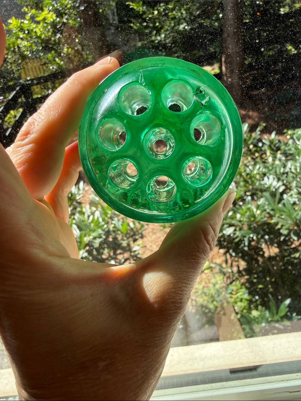 Vintage Iridescent green Vaseline glass frog